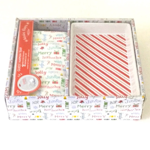 Christmas/Holiday 2 Piece Bathroom Set Tray, 18pc Hand Napkin For Guest. Hostess - Picture 1 of 6